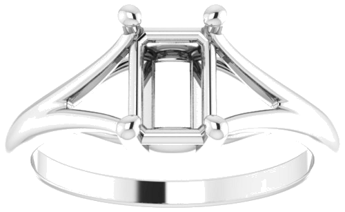 14K White 7x5 mm Emerald 4-Prong Cathedral Split Shank Engagement Ring Mounting (3)
