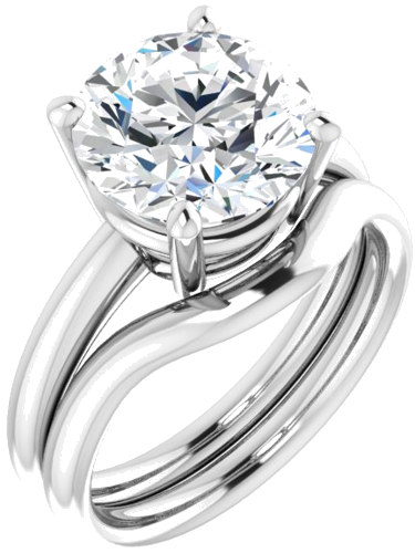 14K White 10 mm Round Engagement Ring Mounting (6)