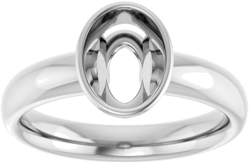 14K White 8x6 mm Oval Engagement Ring Mounting (3)