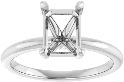 14K White 8x6 mm Emerald Solitaire Engagement Ring Mounting (3)