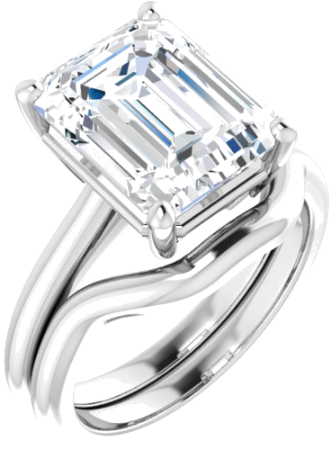 Sužadėtuvių Žiedas „V-End Prong“ 14k white gold Emerald 11mm x 9mm (4)