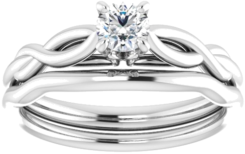 14K White  4.1 mm Round Solitaire Engagement Ring Mounting (8)