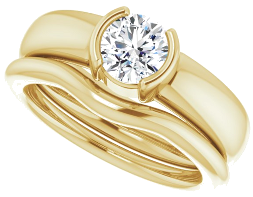 Sužadėtuvių Žiedas „Half Bezel Solitaire“ 585 Geltonojo Aukso Round 5.8mm (10)