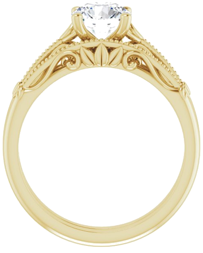 Sužadėtuvių Žiedas „Solitaire Sculptural“ 14k yellow gold Round 6.5mm (7)