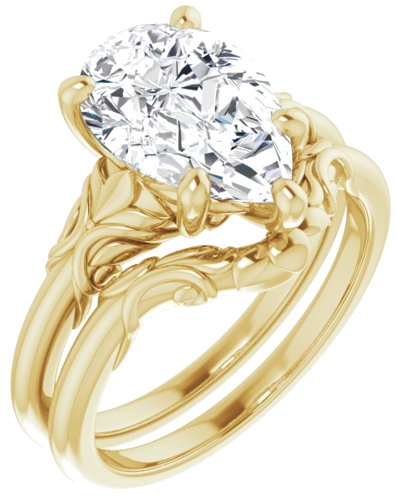 Sužadėtuvių Žiedas „Solitaire“ 10k yellow gold Pear 12mm x 8mm (6)