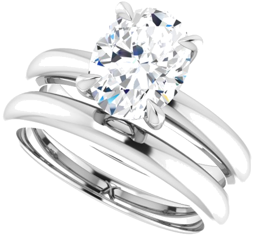 Sužadėtuvių Žiedas „Solitaire“ 585 Baltojo Aukso Oval 9mm x 7mm (10)