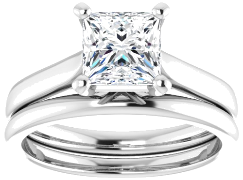 Platinum 6 mm Square Engagement Ring Mounting (8)