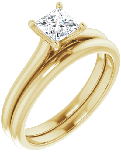 Sužadėtuvių Žiedas „Accented“ 14k yellow gold Square 4.5mm (6)
