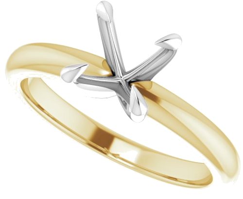 14K Yellow White 7 mm Round Solitaire Engagement Ring Mounting (5)