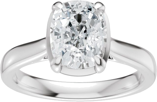 Sužadėtuvių Žiedas „Claw-Prong Solitaire Bezel-Style“ 14k white gold Elongated Cushion 8mm x 6mm (3)