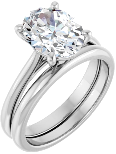 Sužadėtuvių Žiedas „Solitaire“ 585 Baltojo Aukso Oval 10mm x 8mm (6)