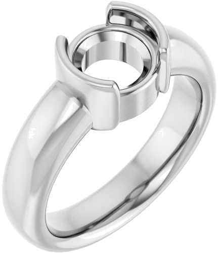 Sužadėtuvių Žiedas „Half-Bezel Solitaire“ 14k white gold Round 7.4mm (1)