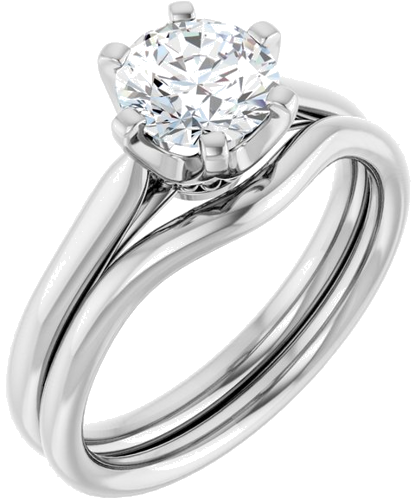 Sužadėtuvių Žiedas „Solitaire“ 585 Baltojo Aukso Round 6.5mm (6)