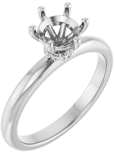 Sužadėtuvių Žiedas „Accented“ 14k white gold Round 6.5mm (1)