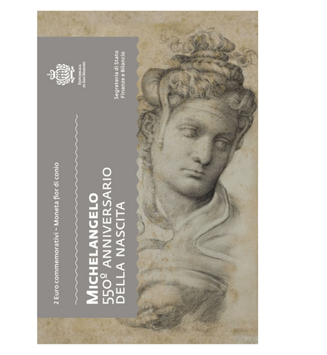 2025 San Marinas Michelangelo 2 eurų BU moneta kortelėje (3)