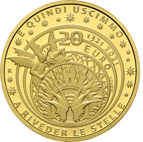 2021 Dante Alighieri Italy 20 Euro Gold coin (1)