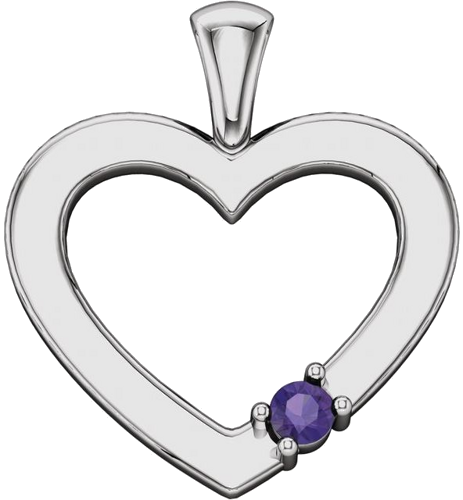 Sterling Silver 2.5 mm Round 1-Stone Family Heart Pendant Mounting (4)
