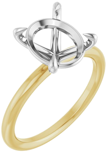 Sužadėtuvių Žiedas „Claw-Prong Solitaire“ 14k yellow/white gold Oval 11mm x 9mm (1)