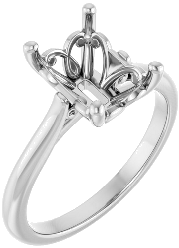 Sužadėtuvių Žiedas „Solitaire“ 585 Baltojo Aukso Emerald 9mm x 7mm (1)