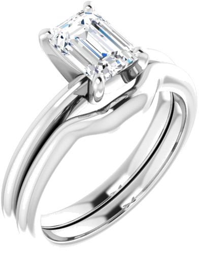 14K White  7x5 mm Emerald Solitaire Engagement Ring Mounting (6)