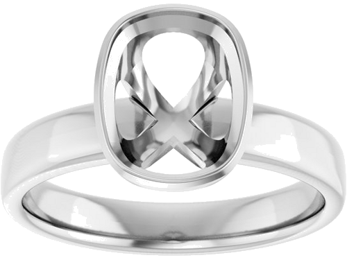 Sužadėtuvių Žiedas „Bezel-Set Solitaire“ 14k white gold Elongated Cushion 9mm x 7mm (3)