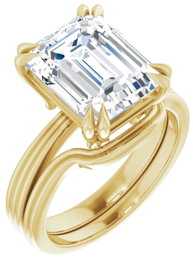 Sužadėtuvių Žiedas „Double Claw-Prong Solitaire“ 14k yellow gold Emerald 11mm x 9mm (6)