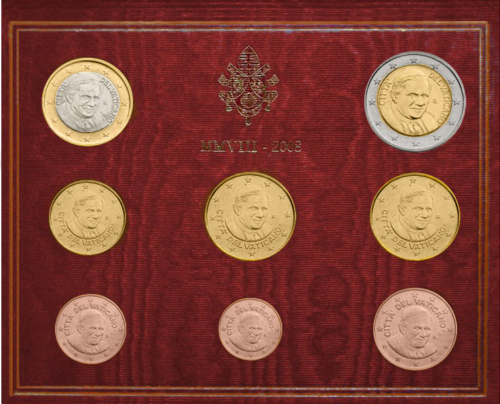 2008 Ватикан Бенедикт XVI Набор монет евро BU (2)