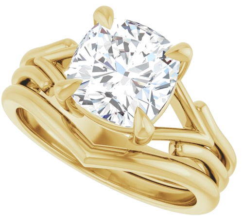 Sužadėtuvių Žiedas „Claw-Prong Solitaire“ 14k yellow gold Cushion 8mm (10)