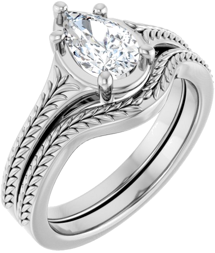 Sužadėtuvių Žiedas „Solitaire“ 14k white gold Pear 8mm x 5mm (6)