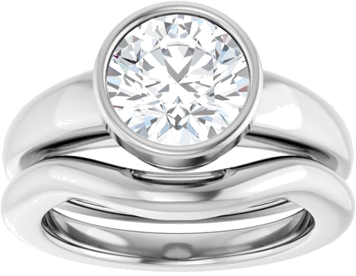 Sužadėtuvių Žiedas „Bezel-Set Solitaire“ 14k white gold Round 8.2mm (8)