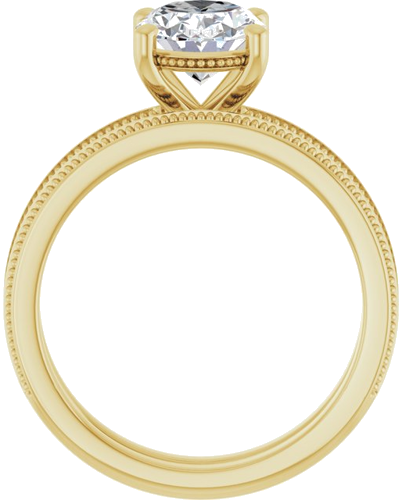 Sužadėtuvių Žiedas „Solitaire Milgrain“ 14k yellow gold Oval 9mm x 7mm (7)
