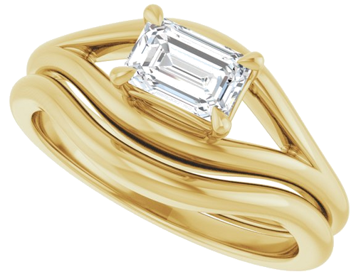 Sužadėtuvių Žiedas „Claw-Prong Solitaire“ 14k yellow gold Emerald 6mm x 4mm (10)