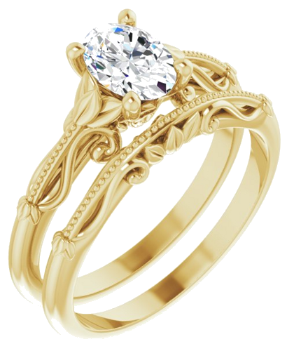 14K Yellow 7x5 mm Oval Sculptural-Inspired Engagement Ring Mounting (6)