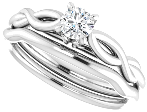 14K White  4.1 mm Round Solitaire Engagement Ring Mounting (10)