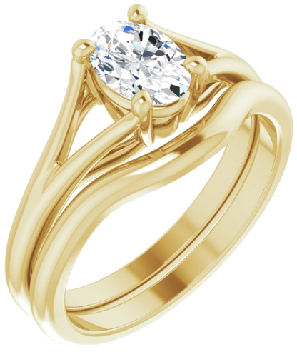 14K Yellow 7x5 mm Oval 4-Prong Cathedral Split Shank Engagement Ring Mounting (6)