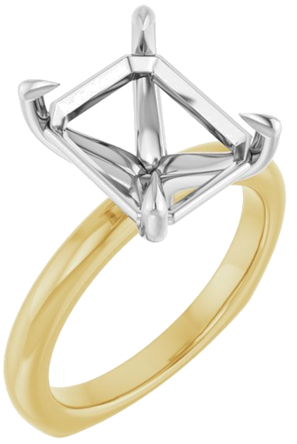 Sužadėtuvių Žiedas „Claw-Prong Euro Shank“ 14k yellow/white gold Emerald 11mm x 9mm (1)