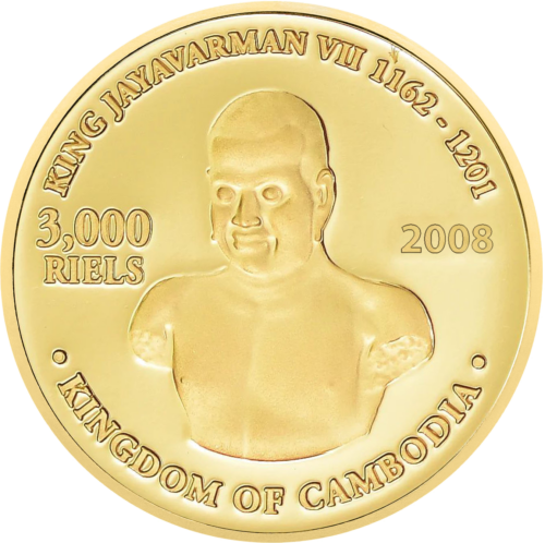 2008 Kambodža Šventykla 3000 rielių auksinė moneta (1)