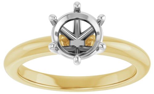Sužadėtuvių Žiedas 14k yellow/white gold Round 7mm (3)