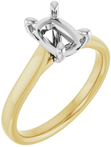 Sužadėtuvių Žiedas „Claw-Prong Solitaire“ 14k yellow/white gold Elongated Cushion 8mm x 6mm (1)