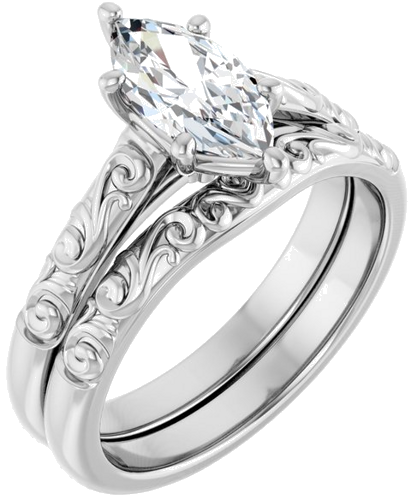 10K White 10x5 mm Marquise Solitaire Engagement Ring Mounting (5)