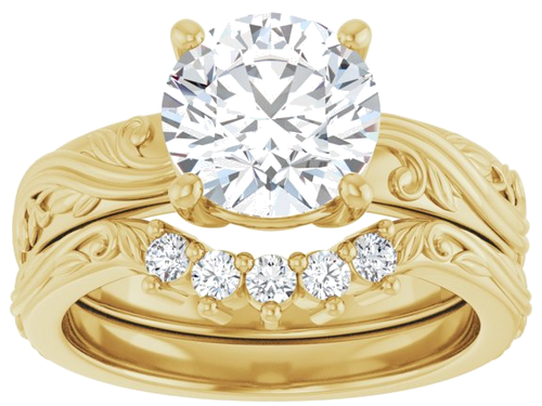 Sužadėtuvių Žiedas „Solitaire Sculptural“ 14k yellow gold Round 8.2mm (8)