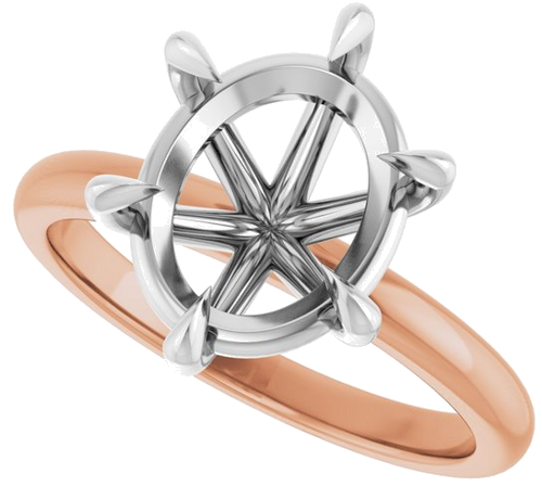 Sužadėtuvių Žiedas „Claw-Prong“ 14k rose/white gold Oval 11mm x 9mm (5)