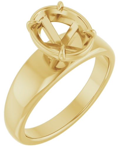 Sužadėtuvių Žiedas „Claw-Prong Solitaire Bezel-Style“ 14k yellow gold Oval 9mm x 7mm (1)
