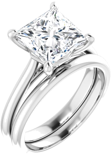 Sužadėtuvių Žiedas „Solitaire“ 14k white gold Square 8mm (6)