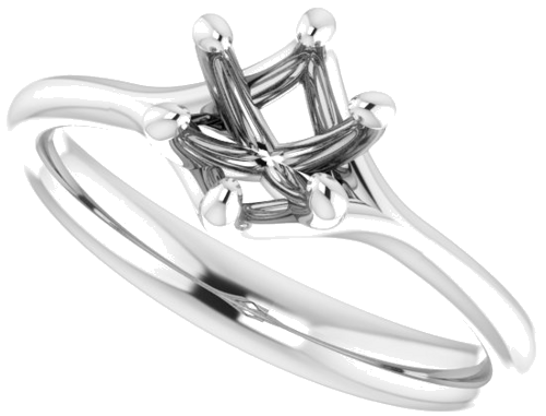 14K White 6 mm Round Engagement Ring Mounting (5)