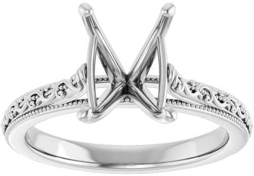 Sužadėtuvių Žiedas „Solitaire Sculptural“ 14k white gold Emerald 9mm x 7mm (3)