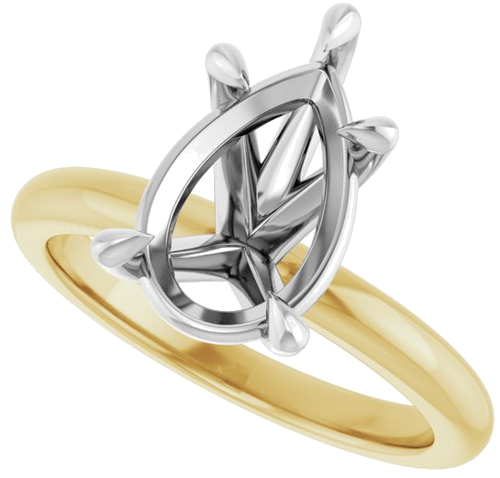 Sužadėtuvių Žiedas 585 Baltojo Ir Geltonojo Aukso Pear Shape 12mm x 8mm (5)