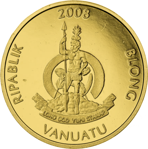 20 Vatu Sokratas 2008 Vanuatu auksinė moneta (2)