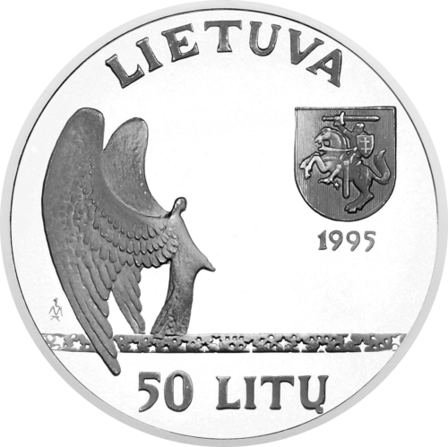 1995 Mikalojus K. Čiurlionis 50 litu sudraba monēta PF 66 ULTRA CAMEO (4)