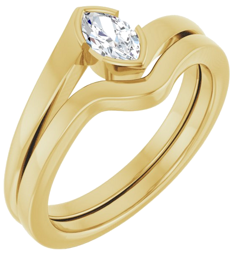 Sužadėtuvių Žiedas „Half-Bezel Solitaire“ 14k yellow gold Marquise 6mm x 3.5mm (6)